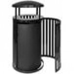 Ex-Cell Kaiser SCTP-40 D BLK Streetscape Black Gloss 45 Gallon Round Outdoor Trash Can with Canopy and Door Ex-Cell Kaiser SCTP-40 D BLK Streetscape Black Gloss 45 Gallon Round Outdoor Trash Can with Canopy and Door