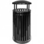 Ex-Cell Kaiser SCTP-40 D BLK Streetscape Black Gloss 45 Gallon Round Outdoor Trash Can with Canopy and Door Ex-Cell Kaiser SCTP-40 D BLK Streetscape Black Gloss 45 Gallon Round Outdoor Trash Can with Canopy and Door