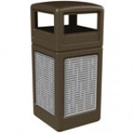 Commercial Zone 732906299 42 Gallon Brown Square Trash Can with Stainless Steel Horizontal Line Panels and Dome Lid Commercial Zone 732906299 42 Gallon Brown Square Trash Can with Stainless Steel Horizontal Line Panels and Dome Lid