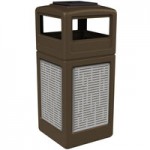 Commercial Zone 732906299 42 Gallon Brown Square Trash Can with Stainless Steel Horizontal Line Panels and Dome Lid Commercial Zone 732906299 42 Gallon Brown Square Trash Can with Stainless Steel Horizontal Line Panels and Dome Lid