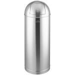 Lancaster Table & Seating 15 Gallon Stainless Steel Round Decorative Trash Can with Push Door Lid Lancaster Table & Seating 15 Gallon Stainless Steel Round Decorative Trash Can with Push Door Lid