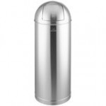 Lancaster Table & Seating 15 Gallon Stainless Steel Round Decorative Trash Can with Push Door Lid Lancaster Table & Seating 15 Gallon Stainless Steel Round Decorative Trash Can with Push Door Lid