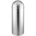 Lancaster Table & Seating 15 Gallon Stainless Steel Round Decorative Trash Can with Push Door Lid Lancaster Table & Seating 15 Gallon Stainless Steel Round Decorative Trash Can with Push Door Lid