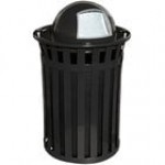 Witt Industries M5001-DT-BN Oakley Standard 50 Gallon Brown Steel Decorative Trash Can with Push Door Dome Top Lid Witt Industries M5001-DT-BN Oakley Standard 50 Gallon Brown Steel Decorative Trash Can with Push Door Dome Top Lid