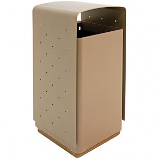 Wausau Tile EB5104 35 Gallon Steel Square Outdoor Trash Can with Concrete Base and Side Entry