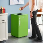 Lancaster Table & Seating 25 Gallon Green Steel Square Decorative Compost Bin with Open Top Lid