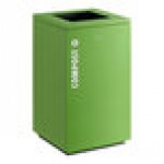 Lancaster Table & Seating 25 Gallon Green Steel Square Decorative Compost Bin with Open Top Lid