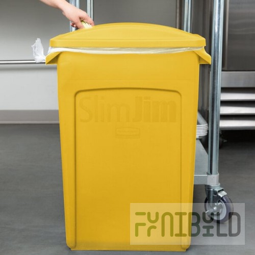 Rubbermaid® Slim Jim 23 Gallon Yellow Rectangular Trash Can with 2 Hole Lid