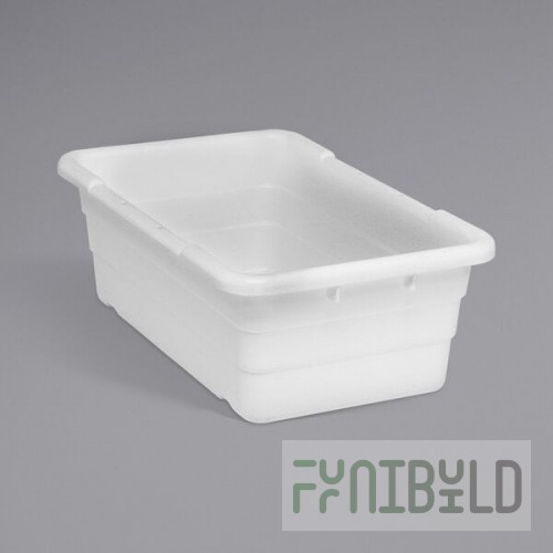 Quantum 9.75 Gallon White Cross Stack Tub with Built-In Handle Grips and Bottom Grooves TUB2516-8WT