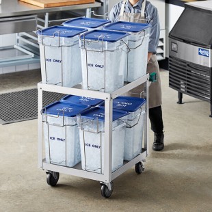 Vigor 200 lb. Square Ice Tote Transport Set with 8 Ice Totes and Cart Vigor 200 lb. Square Ice Tote Transport Set with 8 Ice Totes and Cart