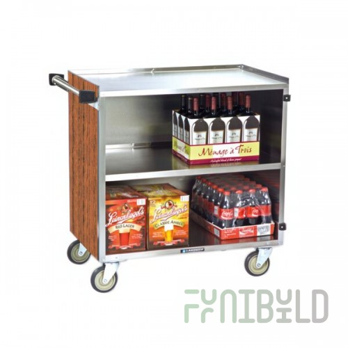 Lakeside 644VC 3 Shelf Medium Duty Stainless Steel Utility Cart with Enclosed Base and Victorian Cherry Finish - 22 1/2