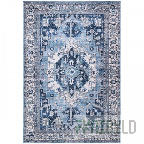Abani Molana Collection 4' x 6' Beige / Blue Vintage Traditional Medallion Area Rug