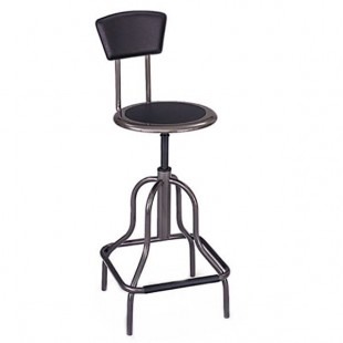 Safco 6664 Diesel Series Pewter Industrial Stool with Leather Seat and Back Safco 6664 Diesel Series Pewter Industrial Stool with Leather Seat and Back