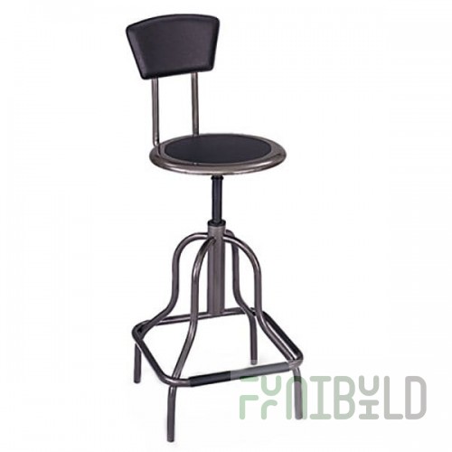 Safco 6664 Diesel Series Pewter Industrial Stool with Leather Seat and Back