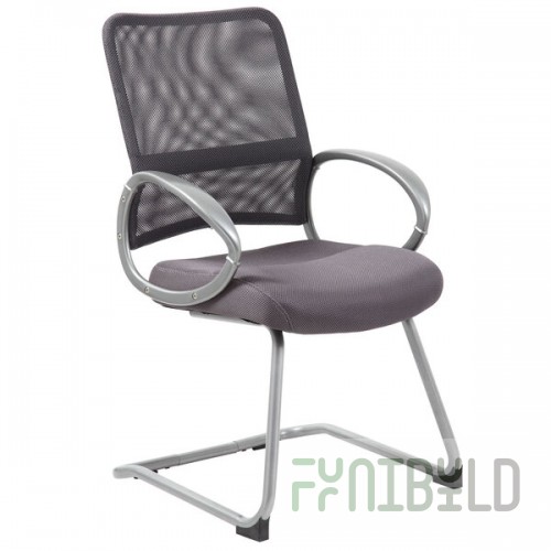 Boss B6419-CG Charcoal Gray Mesh Guest Chair with Pewter Finish