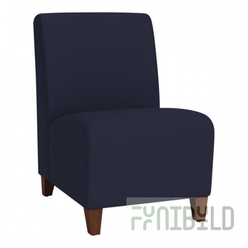 Lesro Ravenna Open House Navy Fabric Guest Chair with Walnut Wood Legs
