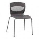 Flash Furniture Hercules Black Mid-Back Ergonomic Stacking Chair with Silver Steel Frame and Lumbar Support