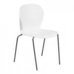 Flash Furniture Hercules Black Mid-Back Ergonomic Stacking Chair with Silver Steel Frame and Lumbar Support