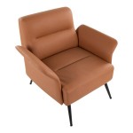 LumiSource Petal Camel Faux Leather Accent Arm Chair with Black Metal Frame LumiSource Petal Camel Faux Leather Accent Arm Chair with Black Metal Frame