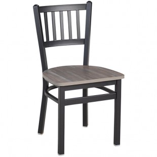 BFM Seating Troy Sand Black Steel Slat Back Chair With Relic Chestnut Melamine Seat BFM Seating Troy Sand Black Steel Slat Back Chair With Relic Chestnut Melamine Seat