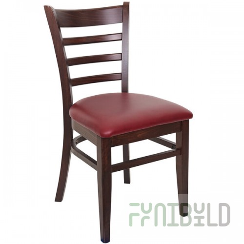 BFM Seating Berkeley Dark Walnut Beechwood Ladder Back Side Chair with 2