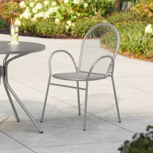 Lancaster Table & Seating Harbor Gray Steel Mesh Outdoor Arm Chair Lancaster Table & Seating Harbor Gray Steel Mesh Outdoor Arm Chair