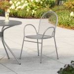Lancaster Table & Seating Harbor Gray Steel Mesh Outdoor Arm Chair Lancaster Table & Seating Harbor Gray Steel Mesh Outdoor Arm Chair
