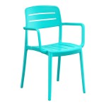 Lancaster Table & Seating Alto Coastal Blue Slat Back Resin Arm Chair Lancaster Table & Seating Alto Coastal Blue Slat Back Resin Arm Chair