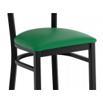 Lancaster Table & Seating Boomerang Black Finish Chair with Green Vinyl Seat and Antique Walnut Wood Back
