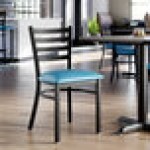 Lancaster Table & Seating Black Finish Ladder Back Chair with 2 1/2 Lancaster Table & Seating Black Finish Ladder Back Chair with 2 1/2