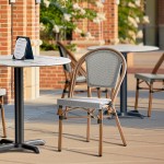 Lancaster Table & Seating Bistro Black and White Teslin Outdoor Side Chair