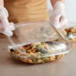 Fineline 15346L-L Super Bowl Plus Clear Dome PET Plastic Lid for 32 Wide, 48 Wide, and 64 oz. Square Bowls - 150/Case Fineline 15346L-L Super Bowl Plus Clear Dome PET Plastic Lid for 32 Wide, 48 Wide, and 64 oz. Square Bowls - 150/Case