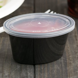 Newspring YE502-B ELLIPSO 2 oz. Black Oval Souffle / Portion Cup with Clear Lid - 1,000/Case Newspring YE502-B ELLIPSO 2 oz. Black Oval Souffle / Portion Cup with Clear Lid - 1,000/Case