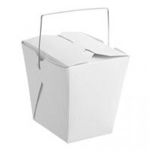 Fold-Pak 16WHWHITEM 16 oz. White Chinese / Asian Paper Take-Out Container with Wire Handle - 500/Case