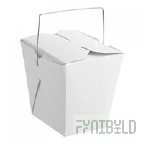 Fold-Pak 16WHWHITEM 16 oz. White Chinese / Asian Paper Take-Out Container with Wire Handle - 500/Case