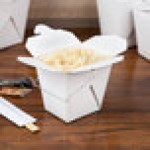 Fold-Pak 16WHWHITEM 16 oz. White Chinese / Asian Paper Take-Out Container with Wire Handle - 500/Case