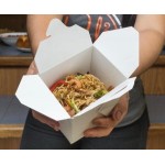 Fold-Pak 16WHWHITEM 16 oz. White Chinese / Asian Paper Take-Out Container with Wire Handle - 500/Case