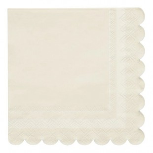 Sophistiplate Cream Scalloped Edge Paper Cocktail Napkin - 240/Case