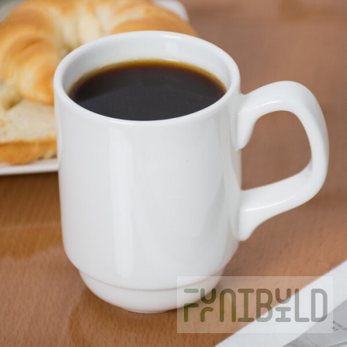 Libbey Slenda 8 oz. Royal Rideau White Stacking Porcelain Mug - Sample