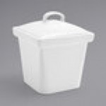 Front of the House Mod 15 oz. Bright White Square Porcelain Pot with Lid - 6/Case