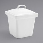 Front of the House Mod 15 oz. Bright White Square Porcelain Pot with Lid - 6/Case