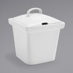 Front of the House Mod 15 oz. Bright White Square Porcelain Pot with Lid - 6/Case