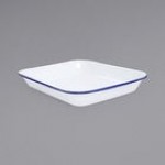 Crow Canyon Home V34GRY Vintage 3 Qt. White Enamelware Roasting Pan with Gray Rolled Rim