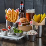 Acopa 12 oz. Smooth Stainless Steel Appetizer / French Fry Holder with Angled Top
