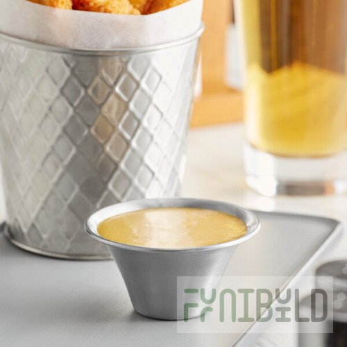 American Metalcraft 3 oz. Flared Rim Stainless Steel Sauce Cup - 12/Case