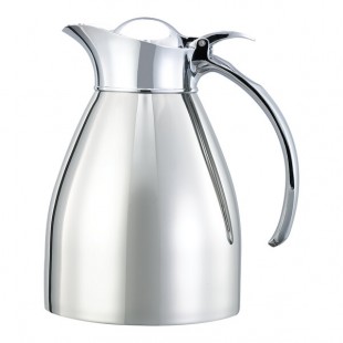 Service Ideas Marquette 20 oz. Polished Stainless Steel Insulated Carafe / Server with Flip-Top Lid MAR06PS