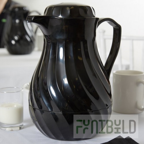 Vollrath 52144 SwirlServe Tilt & Pour 64 oz. Black Beverage Server