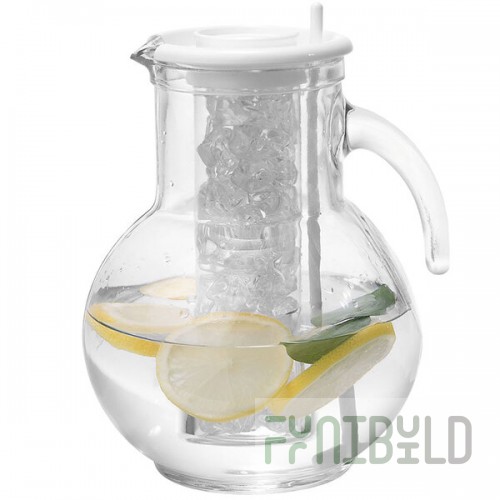 Cal-Mil JC100 64 oz. Glass Pitcher with Ice Chamber