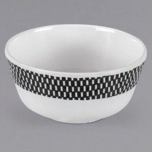 Bon Chef Americana 8 oz. Black Checkered Rim Melamine Bowl Bon Chef Americana 8 oz. Black Checkered Rim Melamine Bowl