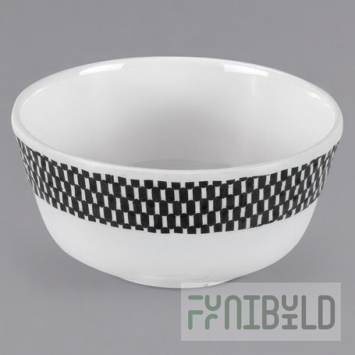 Bon Chef Americana 8 oz. Black Checkered Rim Melamine Bowl